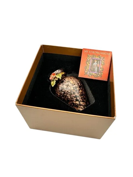 New Jay Strangwater Mini Vase Hand Blown Glass Ginger Flower Brown Rhinestones - Picture 6 of 9